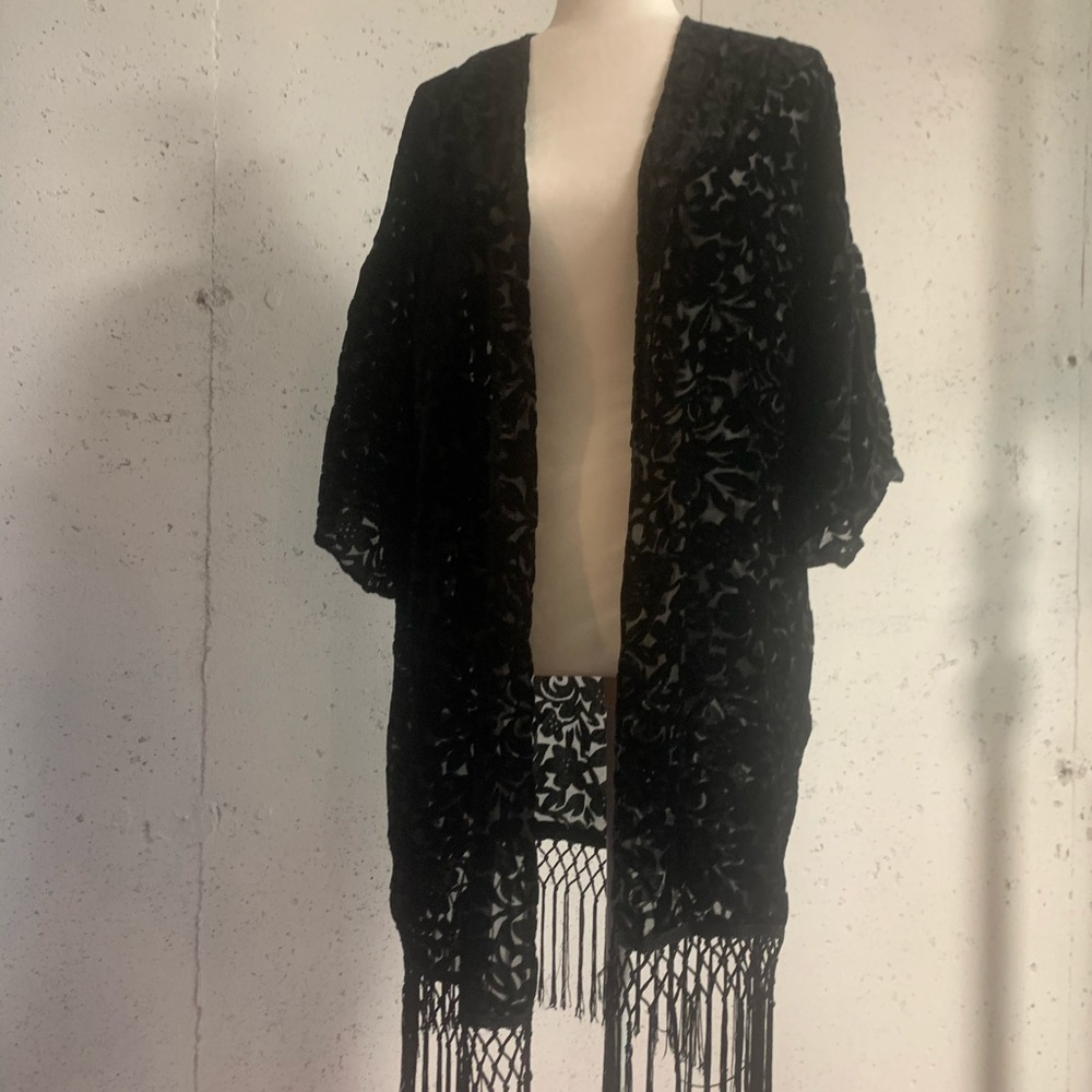Black velvet cardigan